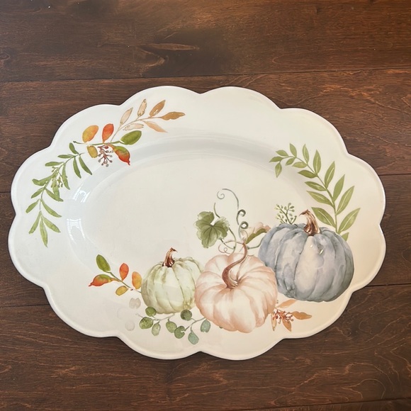 Dining Potters Studio Fall Blue Harvest Pumpkins Ceramic Serving